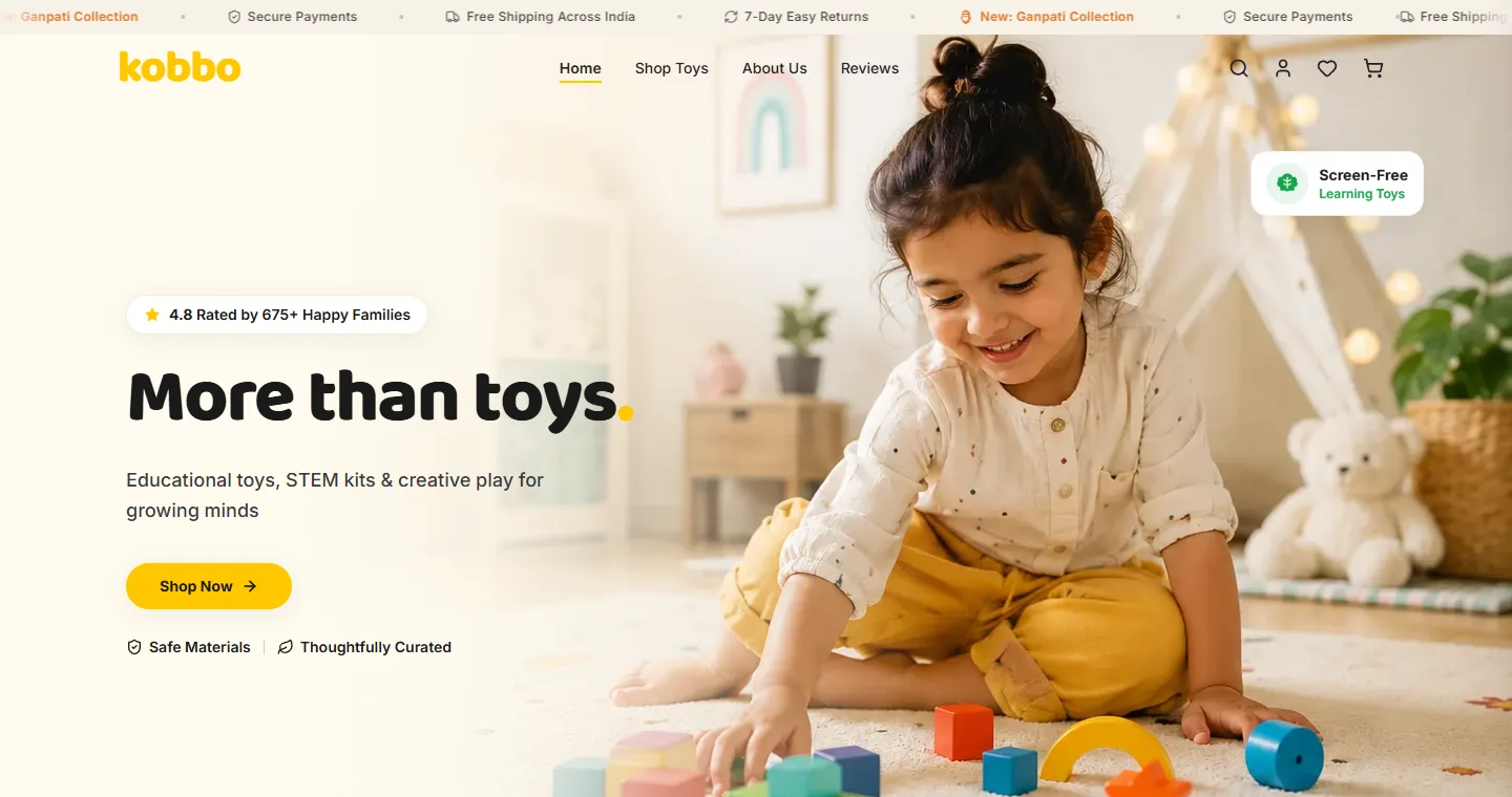 KOBBO D2C ecommerce homepage hero